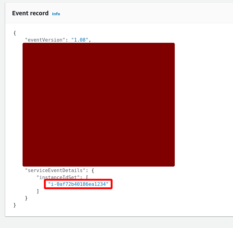 Host instance ID in event