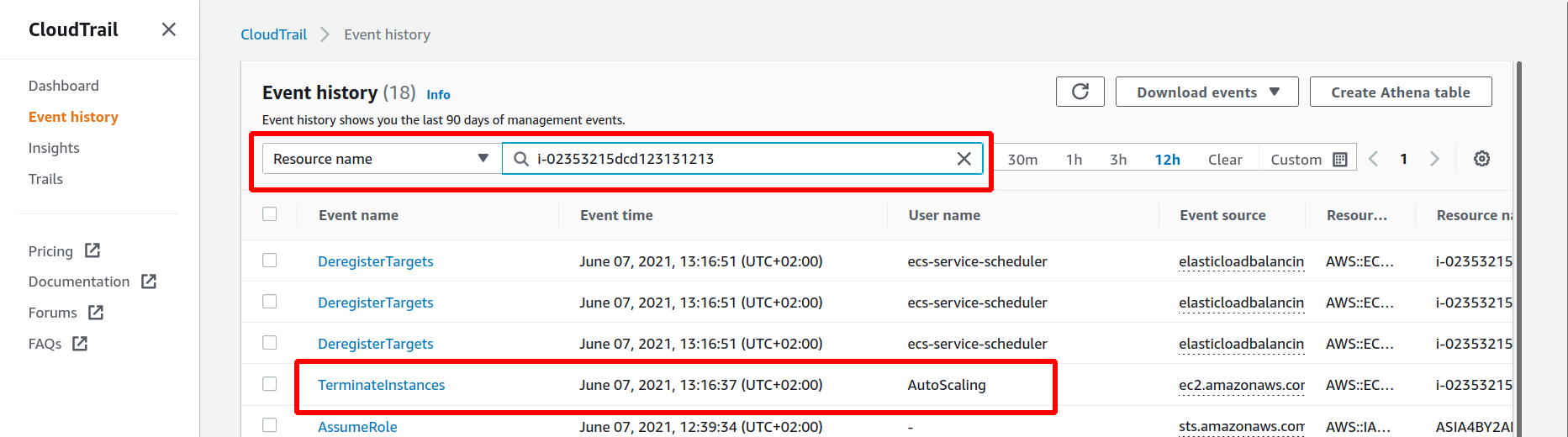 Filter by resource name